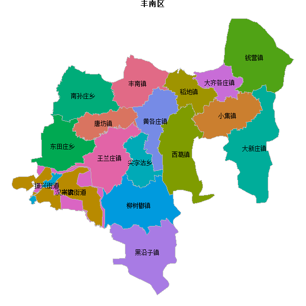 丰南区乡镇地图shp数据WGS84坐标系.shp