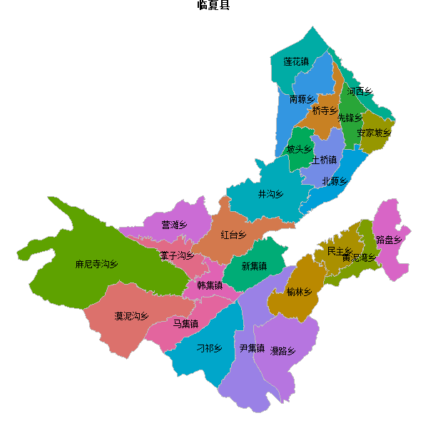 临夏县乡镇地图shp数据WGS84坐标系.shp