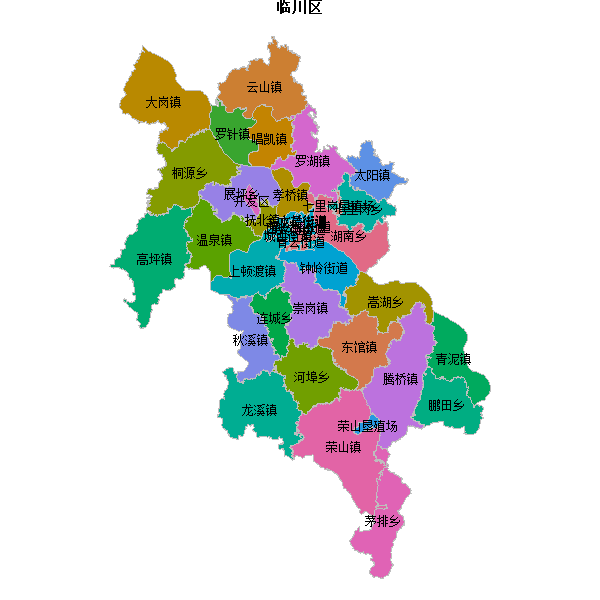 临川区乡镇地图shp数据WGS84坐标系.shp