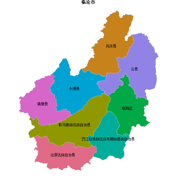 临沧市地图shp数据WGS84坐标系.shp