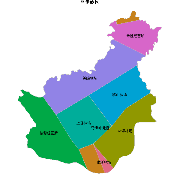 乌伊岭区乡镇地图shp数据WGS84坐标系.shp