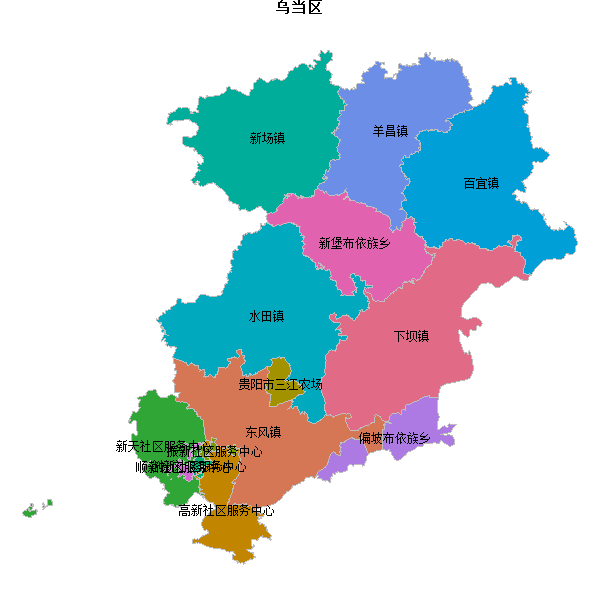 乌当区乡镇地图shp数据WGS84坐标系.shp