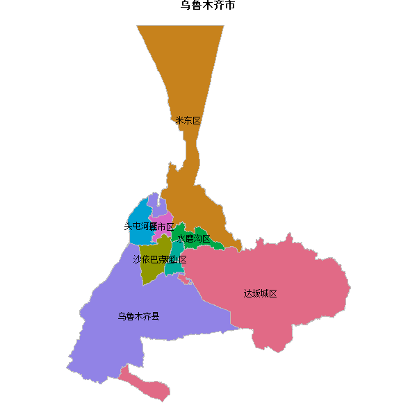 乌鲁木齐市地图shp数据WGS84坐标系.shp