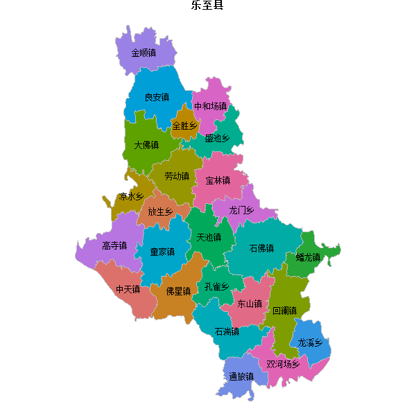 乐至县乡镇地图shp数据WGS84坐标系.shp