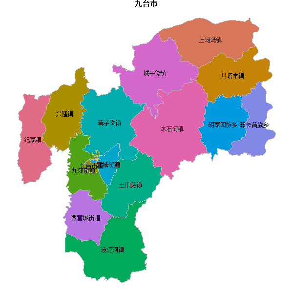 九台市乡镇地图shp数据WGS84坐标系.shp