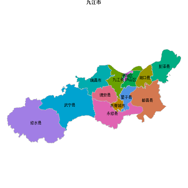 九江市地图shp数据WGS84坐标系.shp
