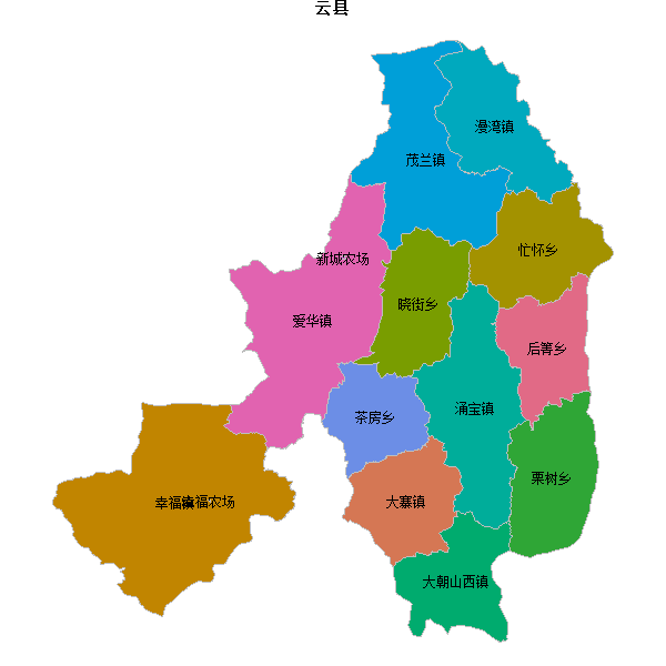 云县乡镇地图shp数据WGS84坐标系.shp
