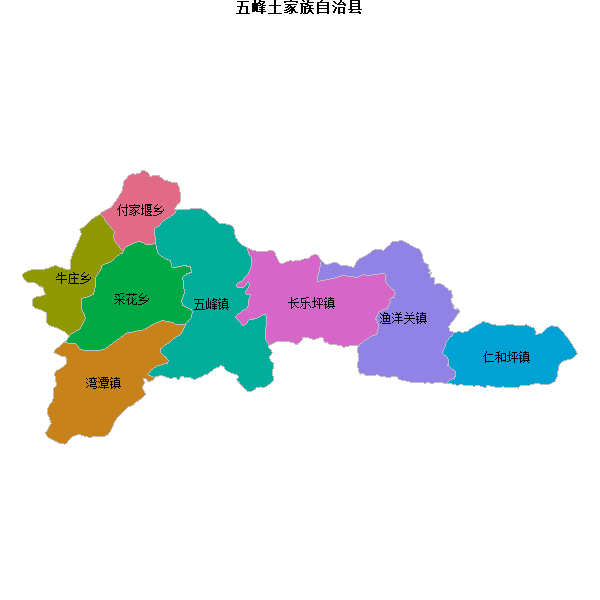 五峰土家族自治县乡镇地图shp数据WGS84坐标系.shp