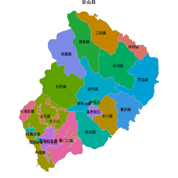 京山县乡镇地图shp数据WGS84坐标系.shp