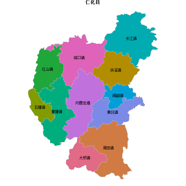仁化县乡镇地图shp数据WGS84坐标系.shp