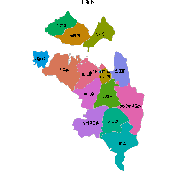 仁和区乡镇地图shp数据WGS84坐标系.shp