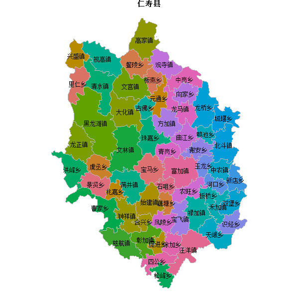 仁寿县乡镇地图shp数据WGS84坐标系.shp