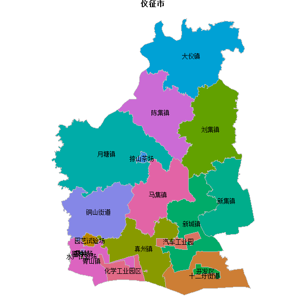 仪征市乡镇地图shp数据WGS84坐标系.shp