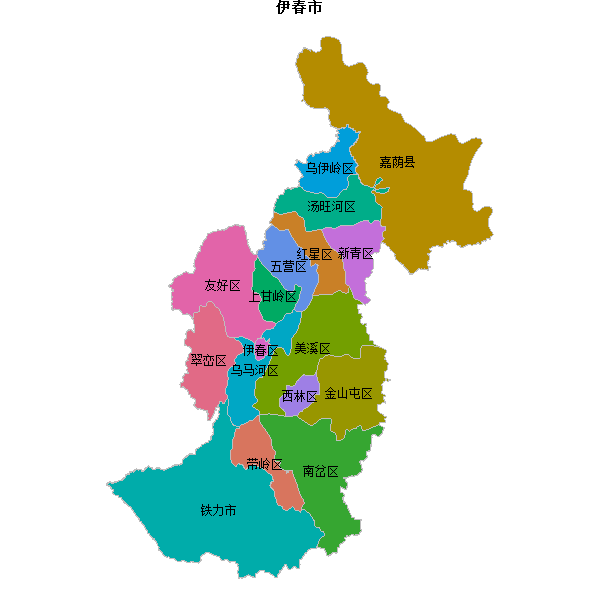 伊春市地图shp数据WGS84坐标系.shp