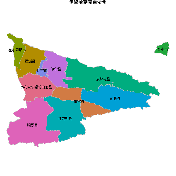伊犁哈萨克自治州地图shp数据WGS84坐标系.shp