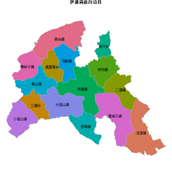 伊通满族自治县乡镇地图shp数据WGS84坐标系.shp
