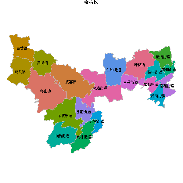 余杭区乡镇地图shp数据WGS84坐标系.shp