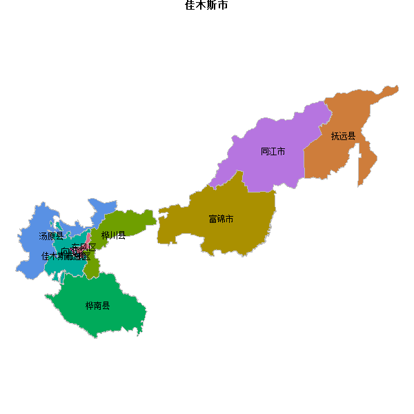 佳木斯市地图shp数据WGS84坐标系.shp