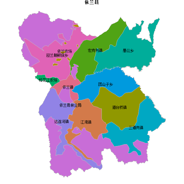 依兰县乡镇地图shp数据WGS84坐标系.shp