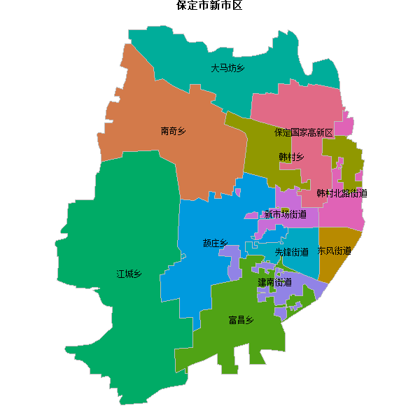 保定市新市区乡镇地图shp数据WGS84坐标系.shp