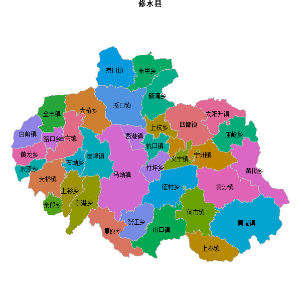 修水县乡镇地图shp数据WGS84坐标系.shp