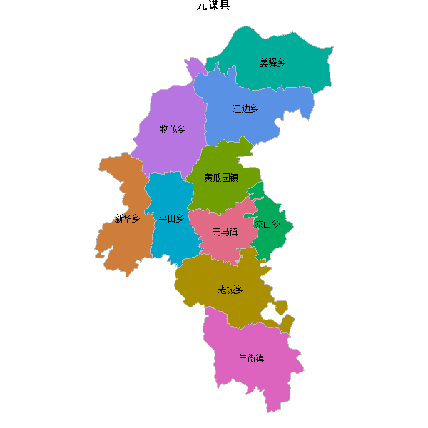 元谋县乡镇地图shp数据WGS84坐标系.shp