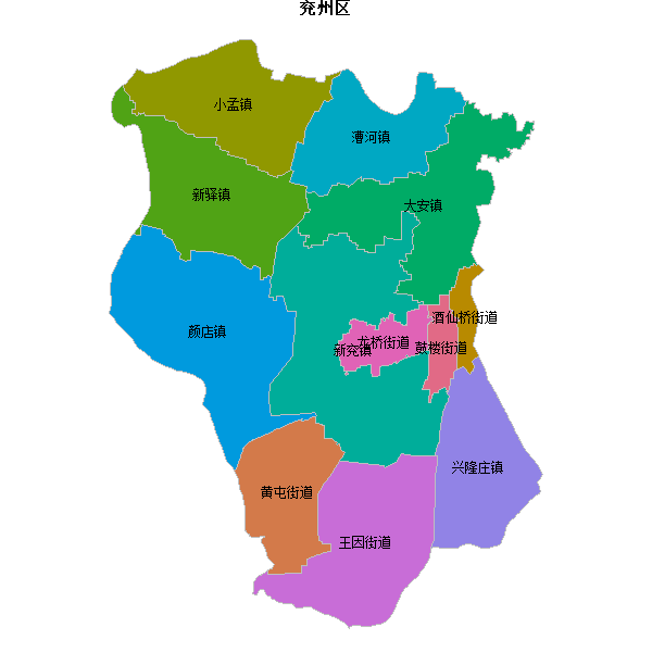 兖州区乡镇地图shp数据WGS84坐标系.shp