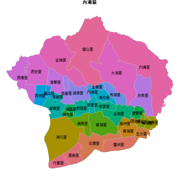 內湖區乡镇地图shp数据WGS84坐标系.shp