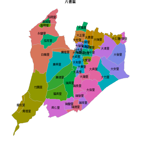 八德區乡镇地图shp数据WGS84坐标系.shp