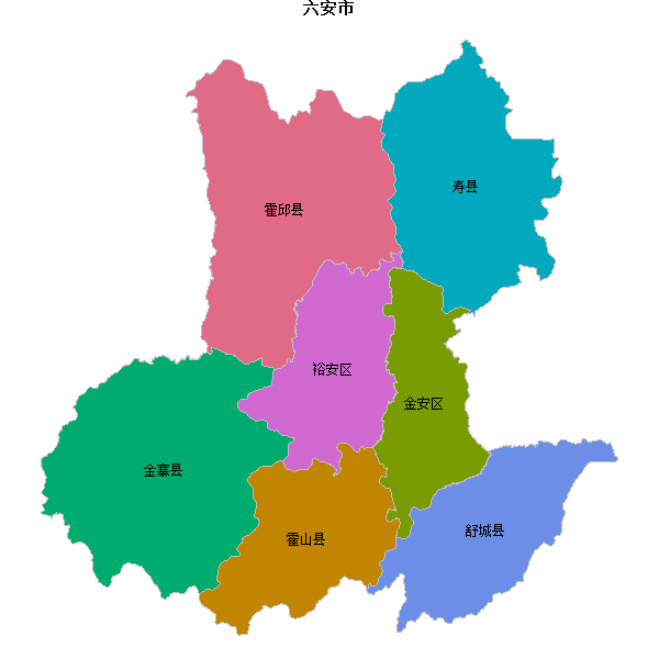 六安市地图shp数据WGS84坐标系.shp