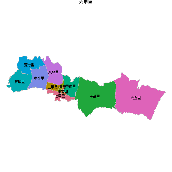 六甲區乡镇地图KML数据WGS84坐标系.KML
