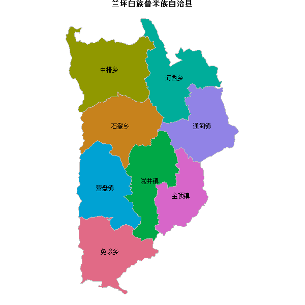 兰坪白族普米族自治县乡镇地图shp数据WGS84坐标系.shp