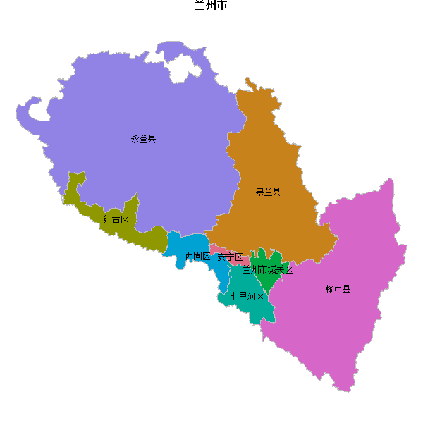 兰州市地图shp数据WGS84坐标系.shp