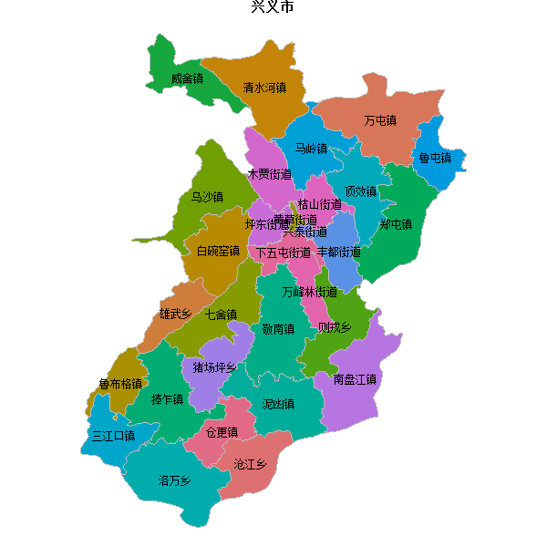 兴义市乡镇地图shp数据WGS84坐标系.shp