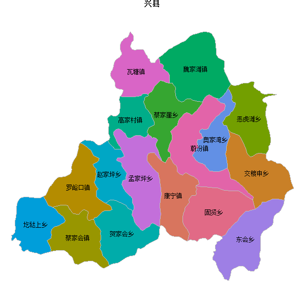 兴县乡镇地图shp数据WGS84坐标系.shp