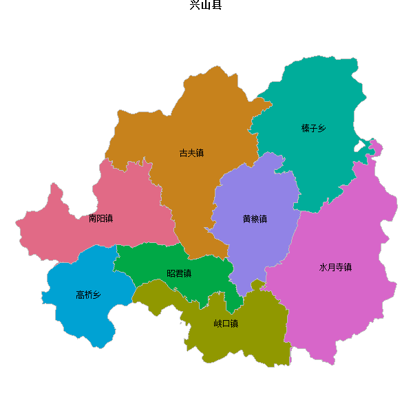 兴山县乡镇地图shp数据WGS84坐标系.shp