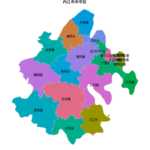 内江市市中区乡镇地图shp数据WGS84坐标系.shp