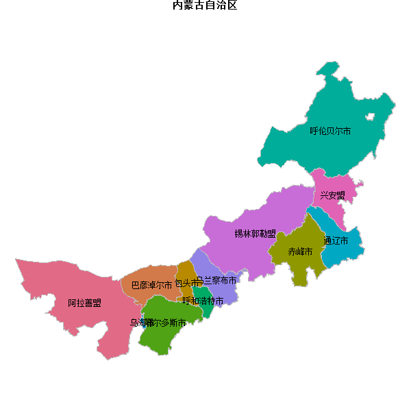 内蒙古自治区地图shp数据WGS84坐标系.shp