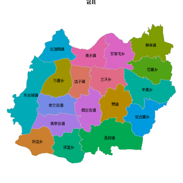 冠县乡镇地图shp数据WGS84坐标系.shp