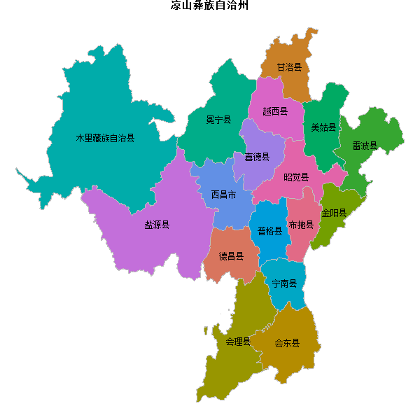 凉山彝族自治州地图shp数据WGS84坐标系.shp
