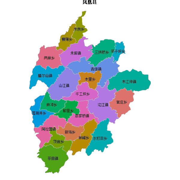 凤凰县乡镇地图shp数据WGS84坐标系.shp