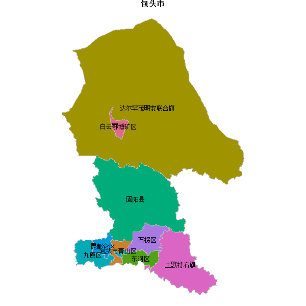 包头市地图shp数据WGS84坐标系.shp
