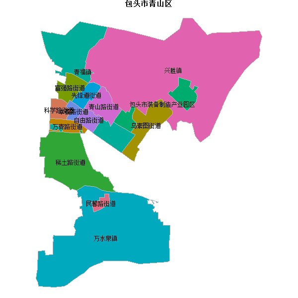 包头市青山区乡镇地图shp数据WGS84坐标系.shp