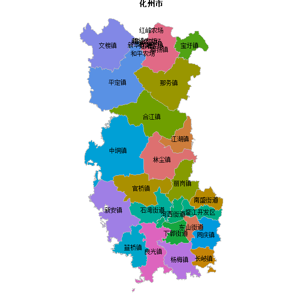 化州市乡镇地图shp数据WGS84坐标系.shp