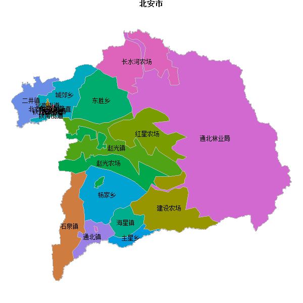 北安市乡镇地图shp数据WGS84坐标系.shp