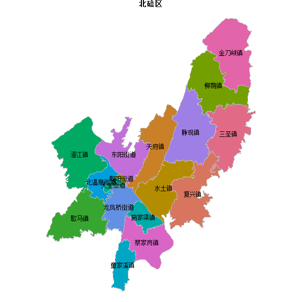 北碚区乡镇地图shp数据WGS84坐标系.shp