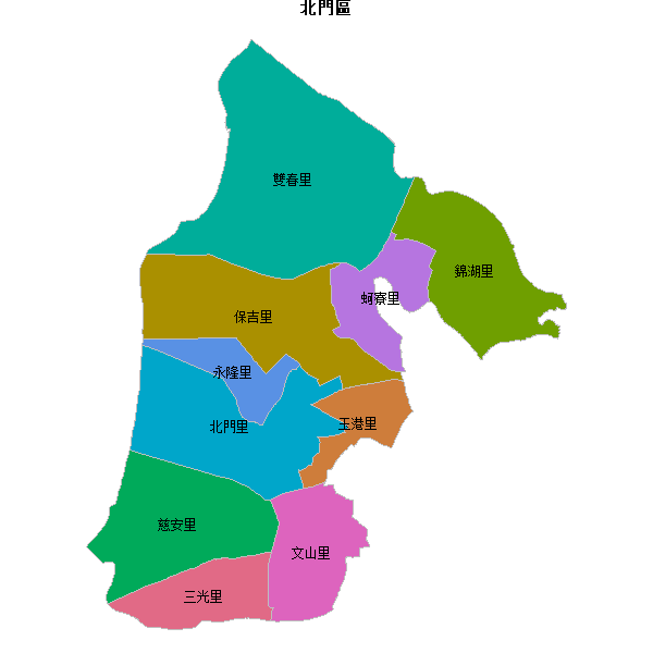 北門區乡镇地图shp数据WGS84坐标系.shp