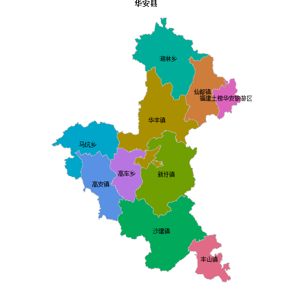 华安县乡镇地图shp数据WGS84坐标系.shp