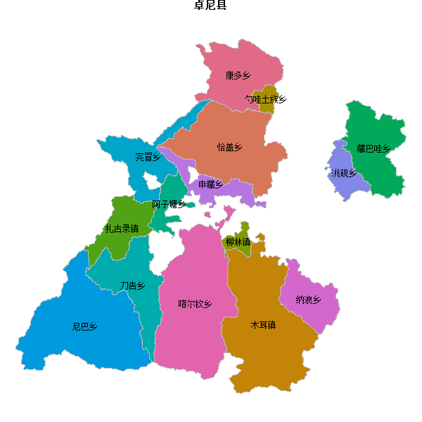 卓尼县乡镇地图shp数据WGS84坐标系.shp