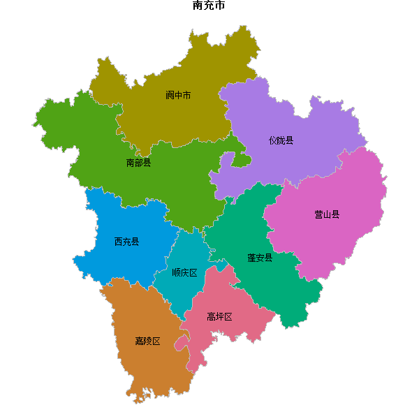 南充市地图shp数据WGS84坐标系.shp